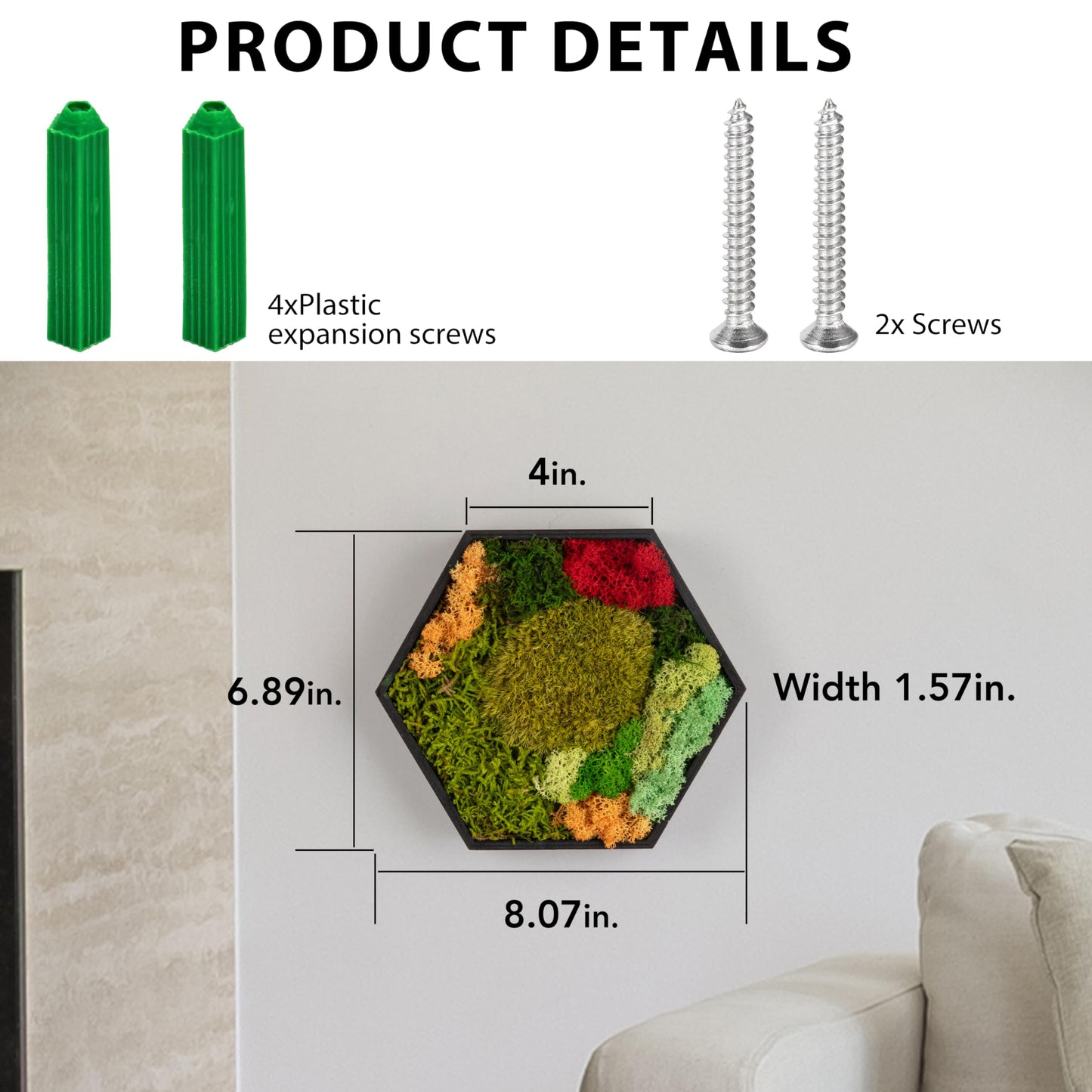 Hexagon Moss Wall Panel - Stunning Preserved Moss Frame