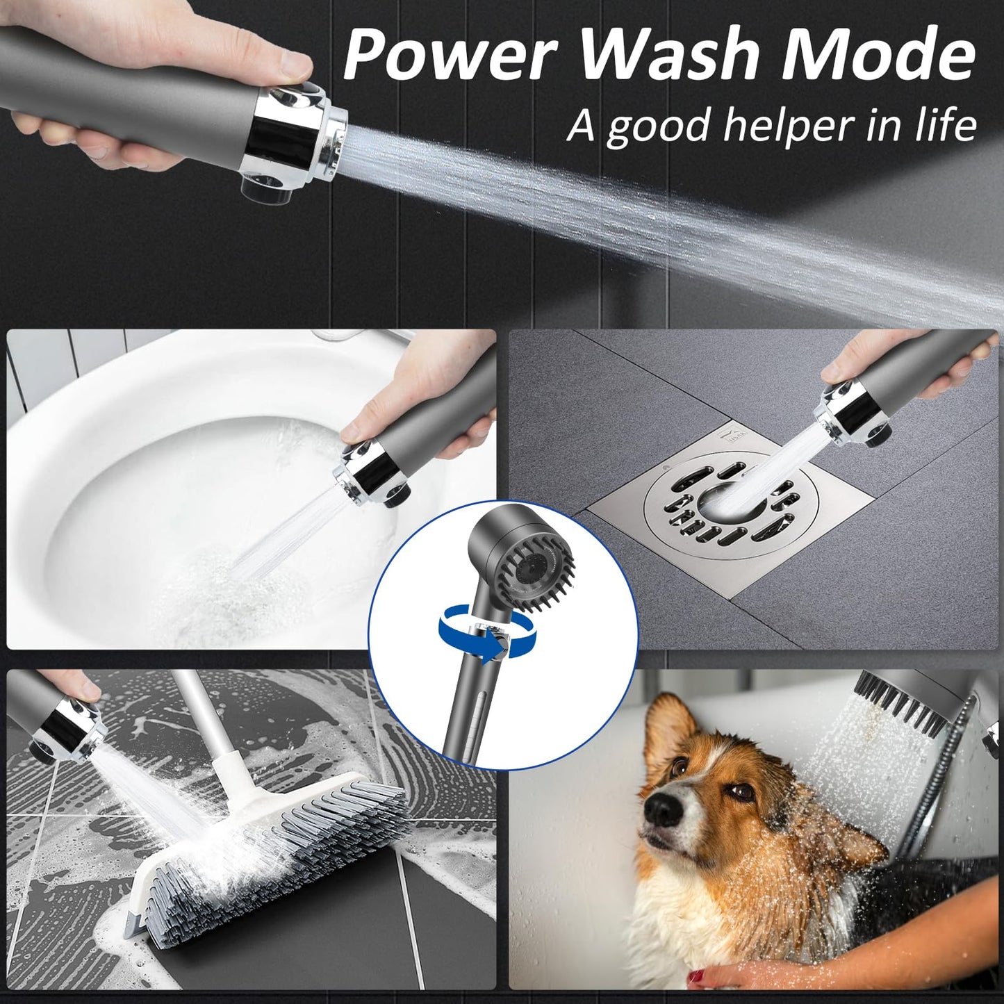 High-Pressure Shower Head with Built-In Scalp Massager