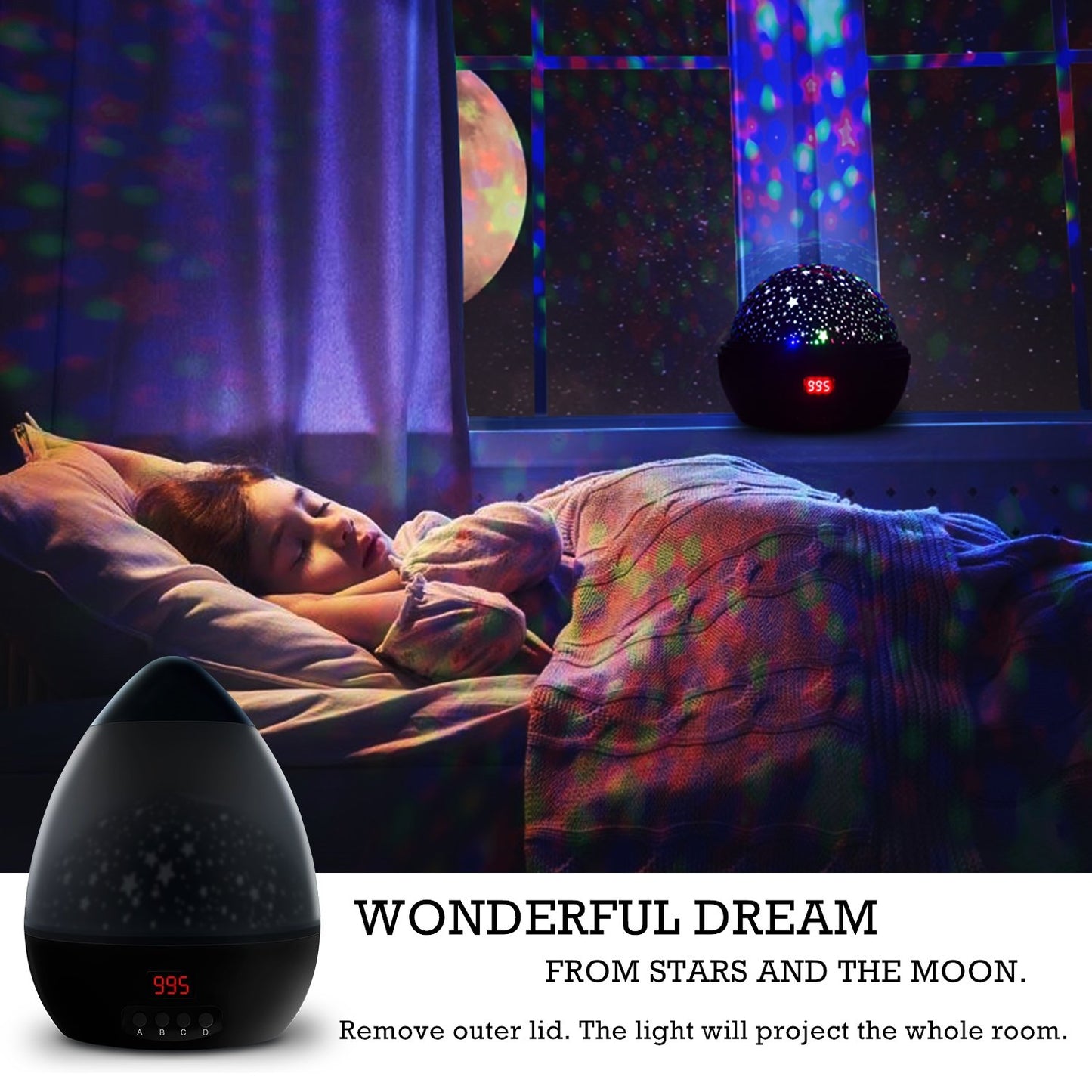 Multiple Colors Star Light Rotating Projector