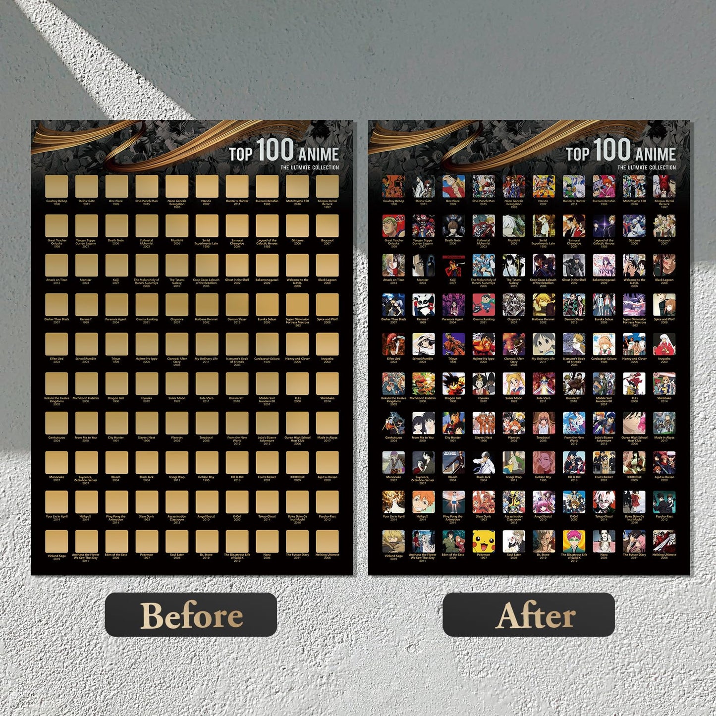Top 100 Anime Scratch Off Poster