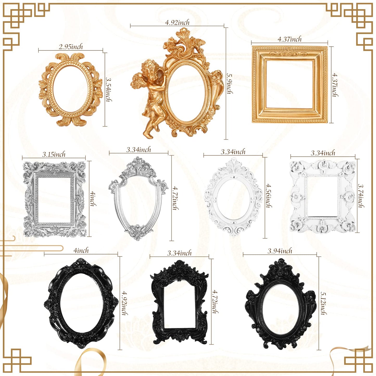 Vintage Resin Picture Frames - Set of 10