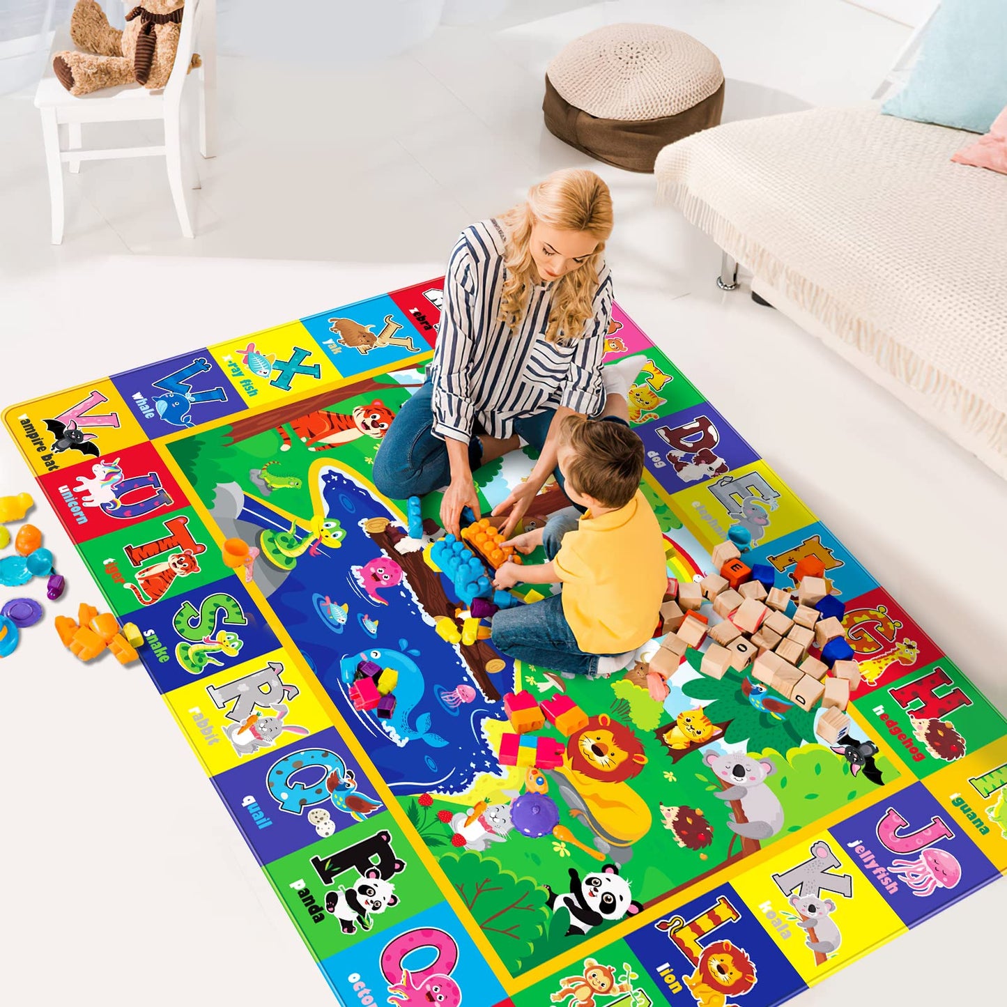 Kids Play Rug with Animal Print