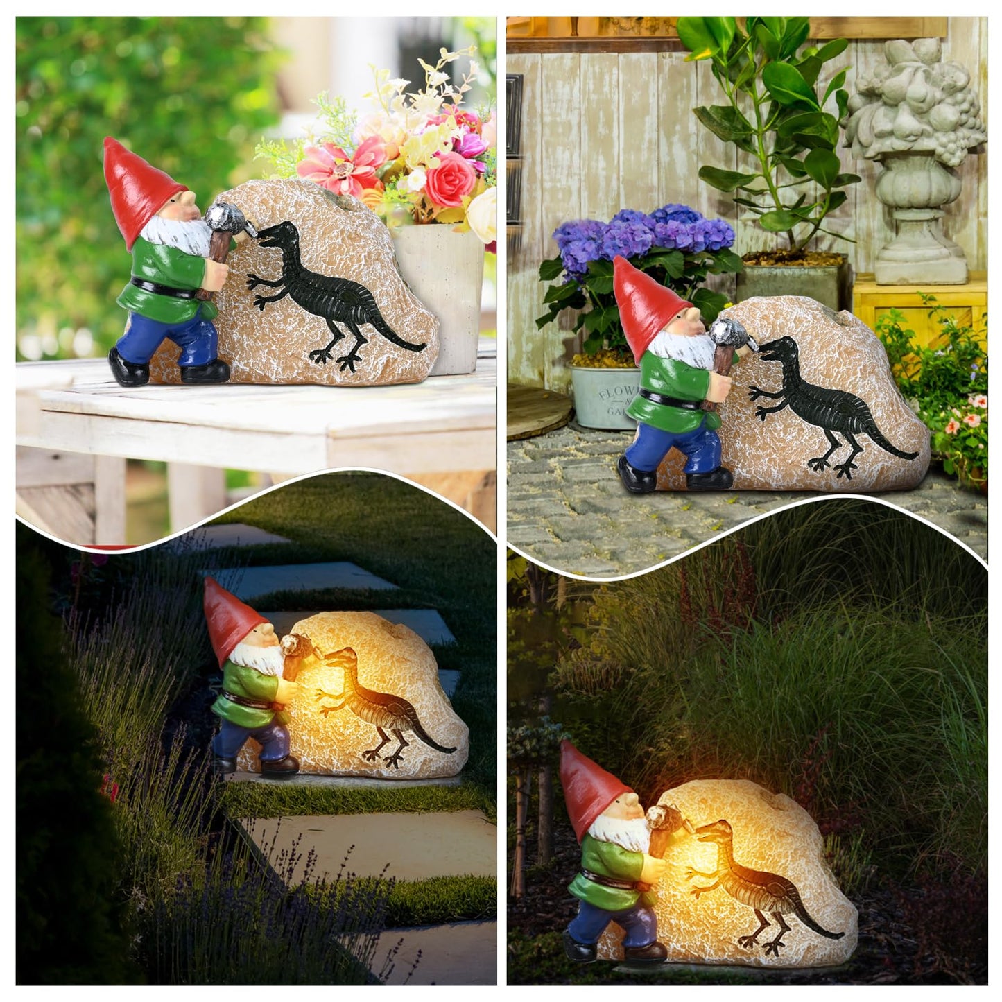 Garden Gnome Dinosaur Decor