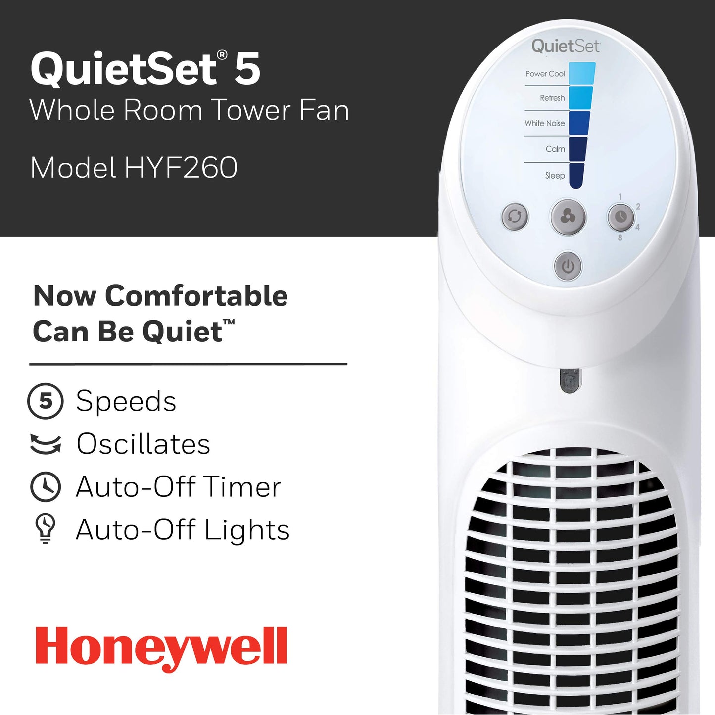 Quiet Set Whole Room Tower Fan - White