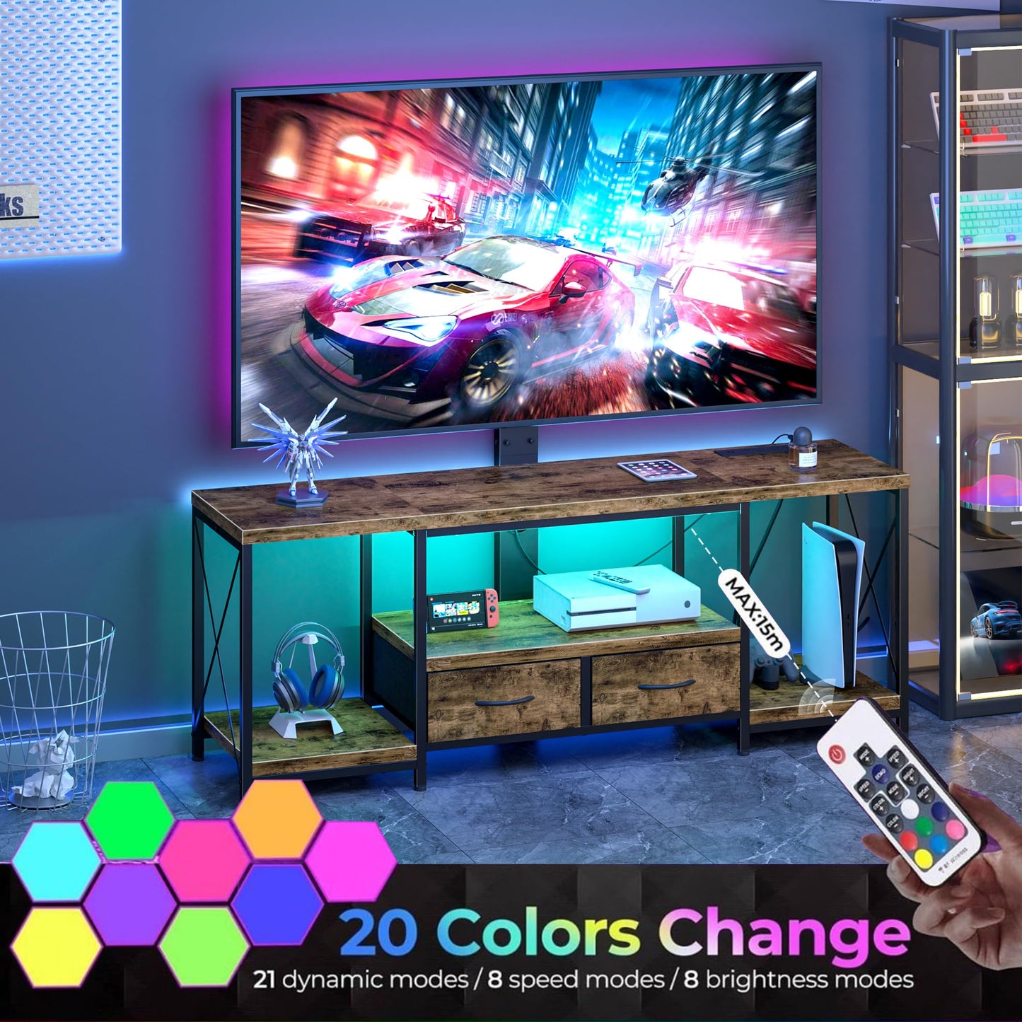 TV Stand with Mount and Fabric Drawers - 47"