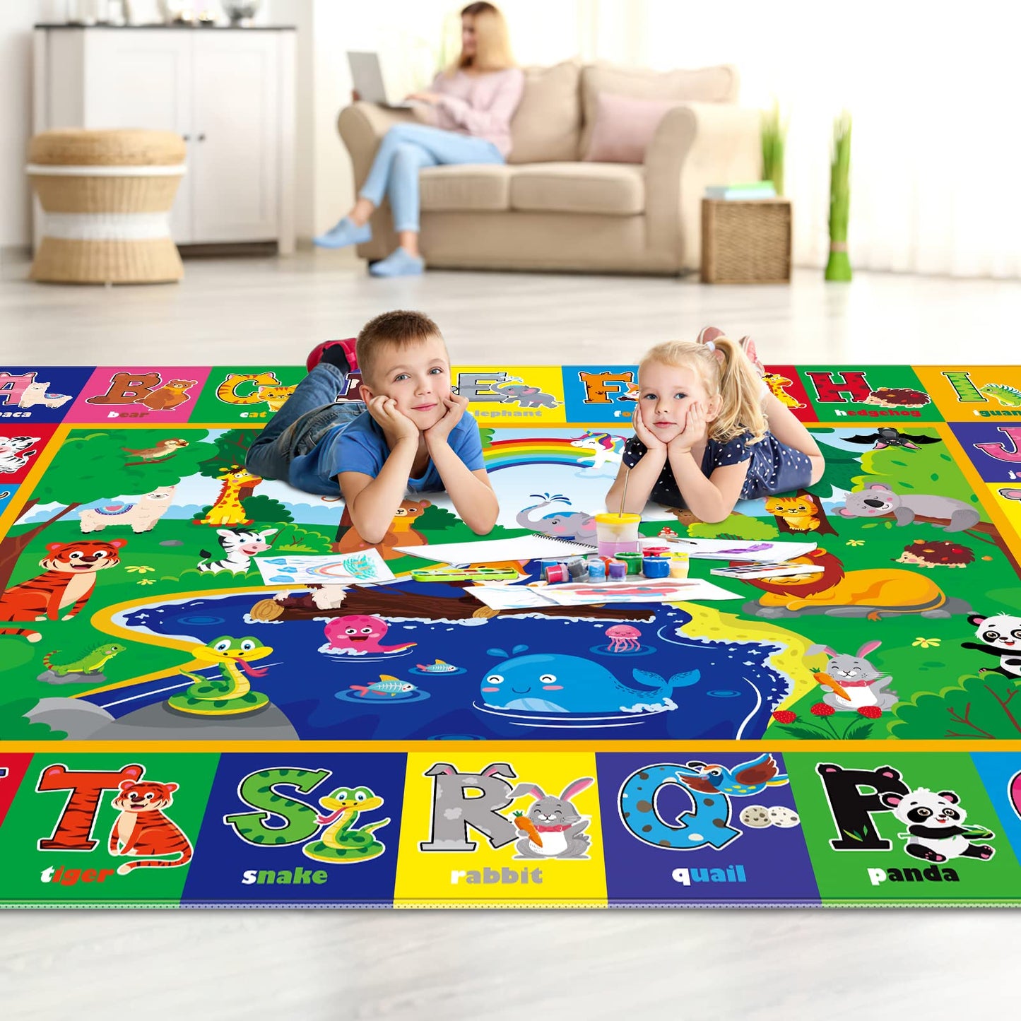 Kids Play Rug with Animal Print