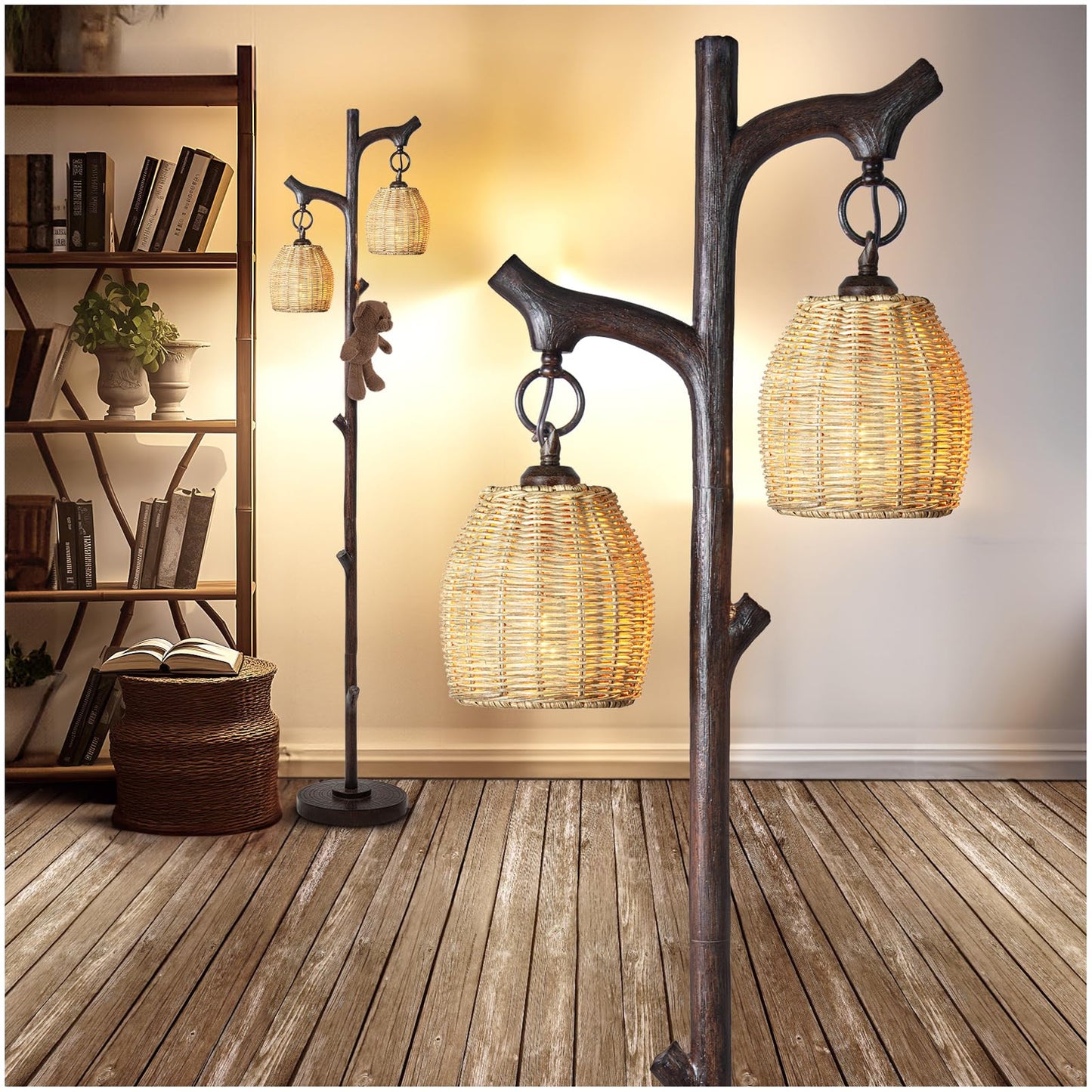 Scenekoy Rustic Farmhouse Standing Floor Lamp