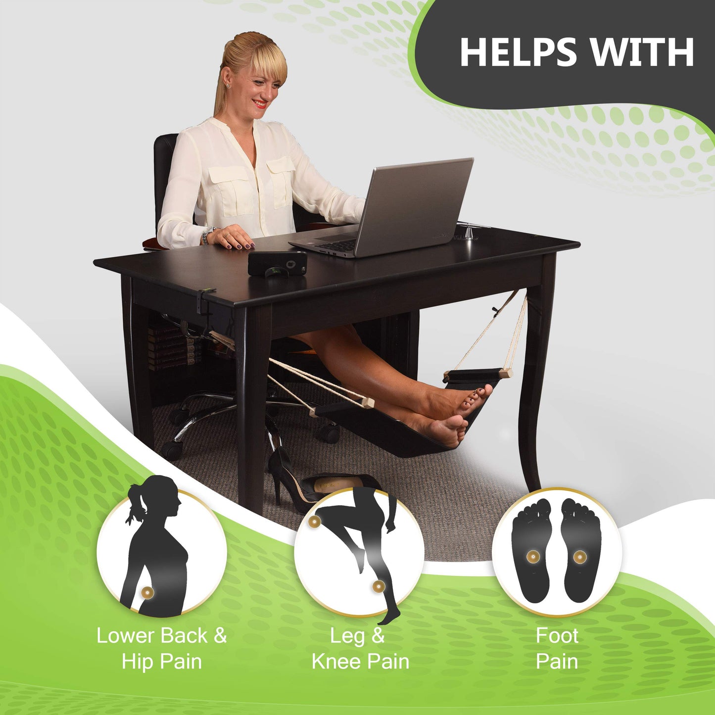 Foot Hammock for Desk - Adjustable Foot Rest