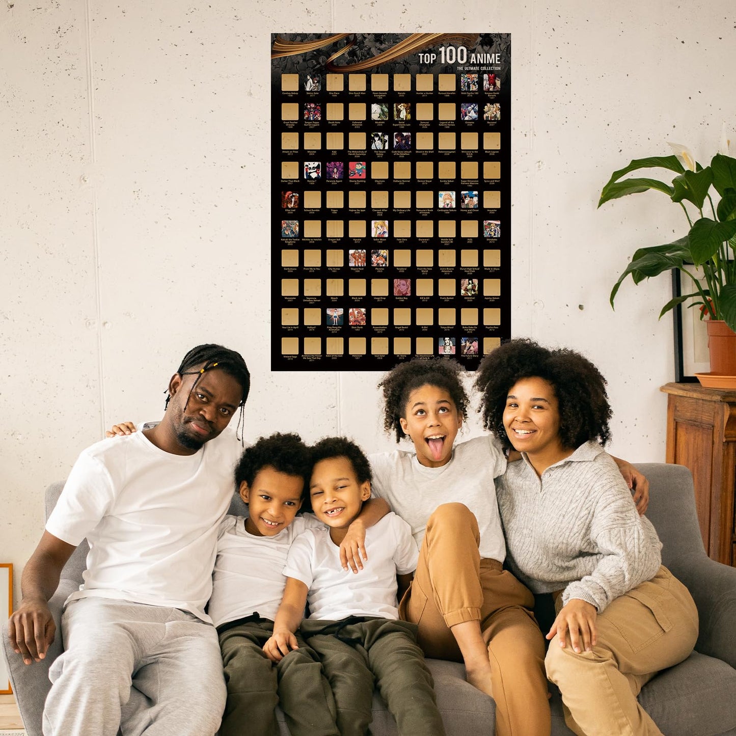 Top 100 Anime Scratch Off Poster