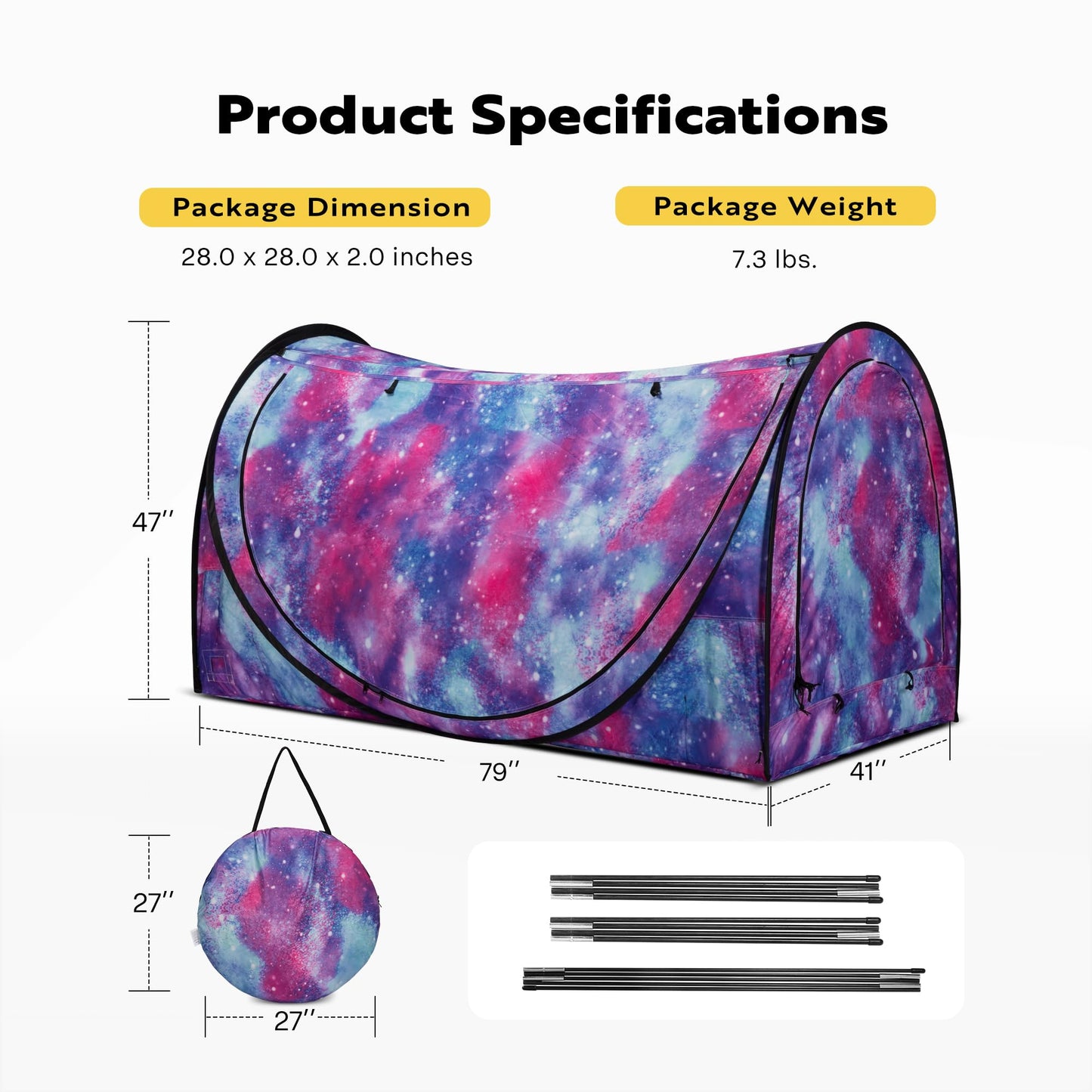 Pop-Up Bed Tent with Starry Sky Pattern