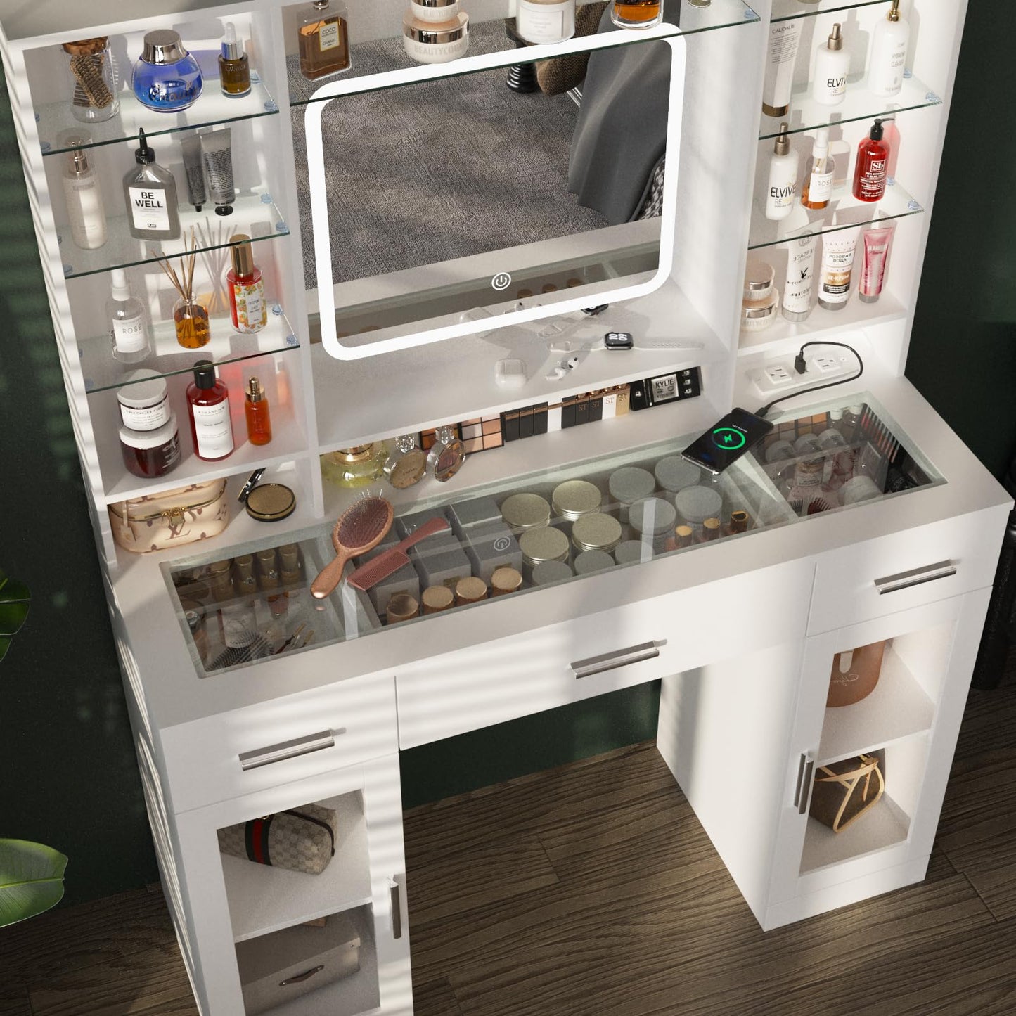 Makeup Vanity Desk with Lights and Outlets