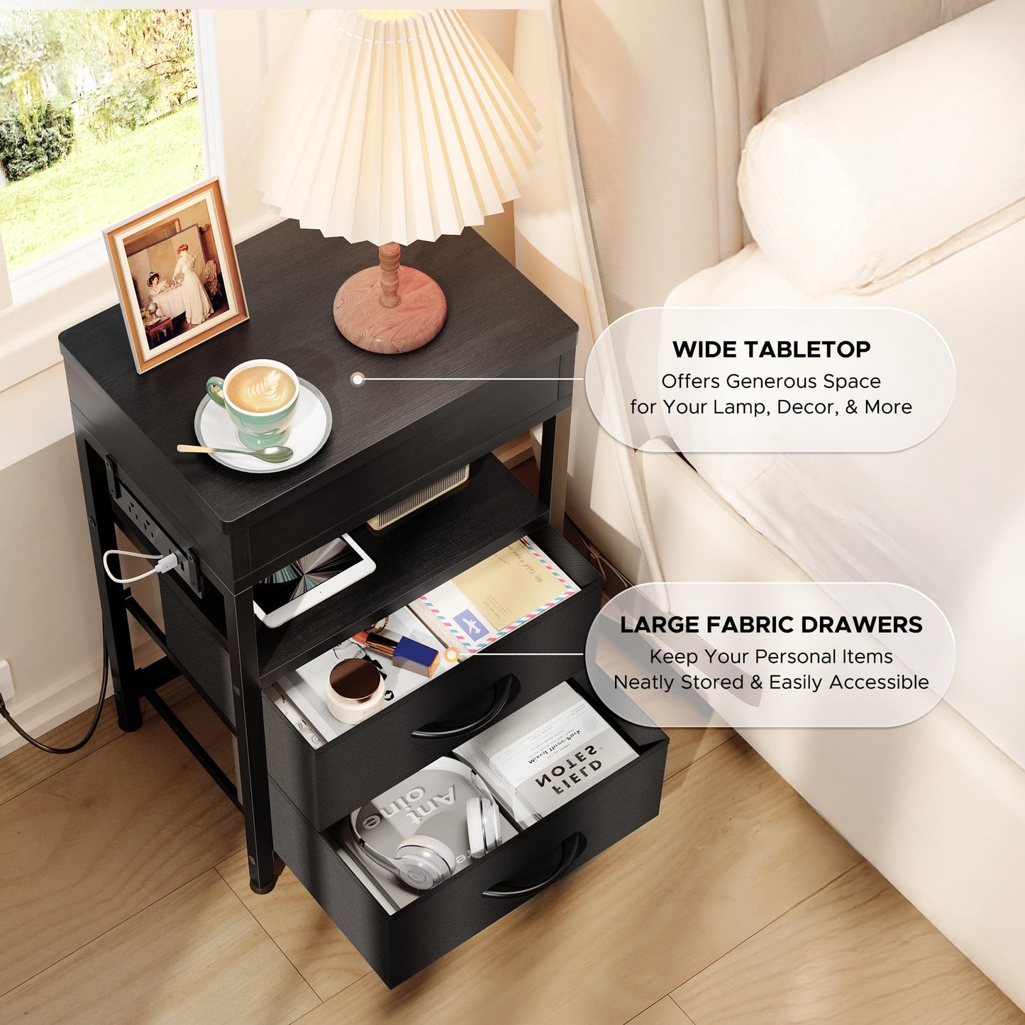 Locking Nightstand with Secret Compartment