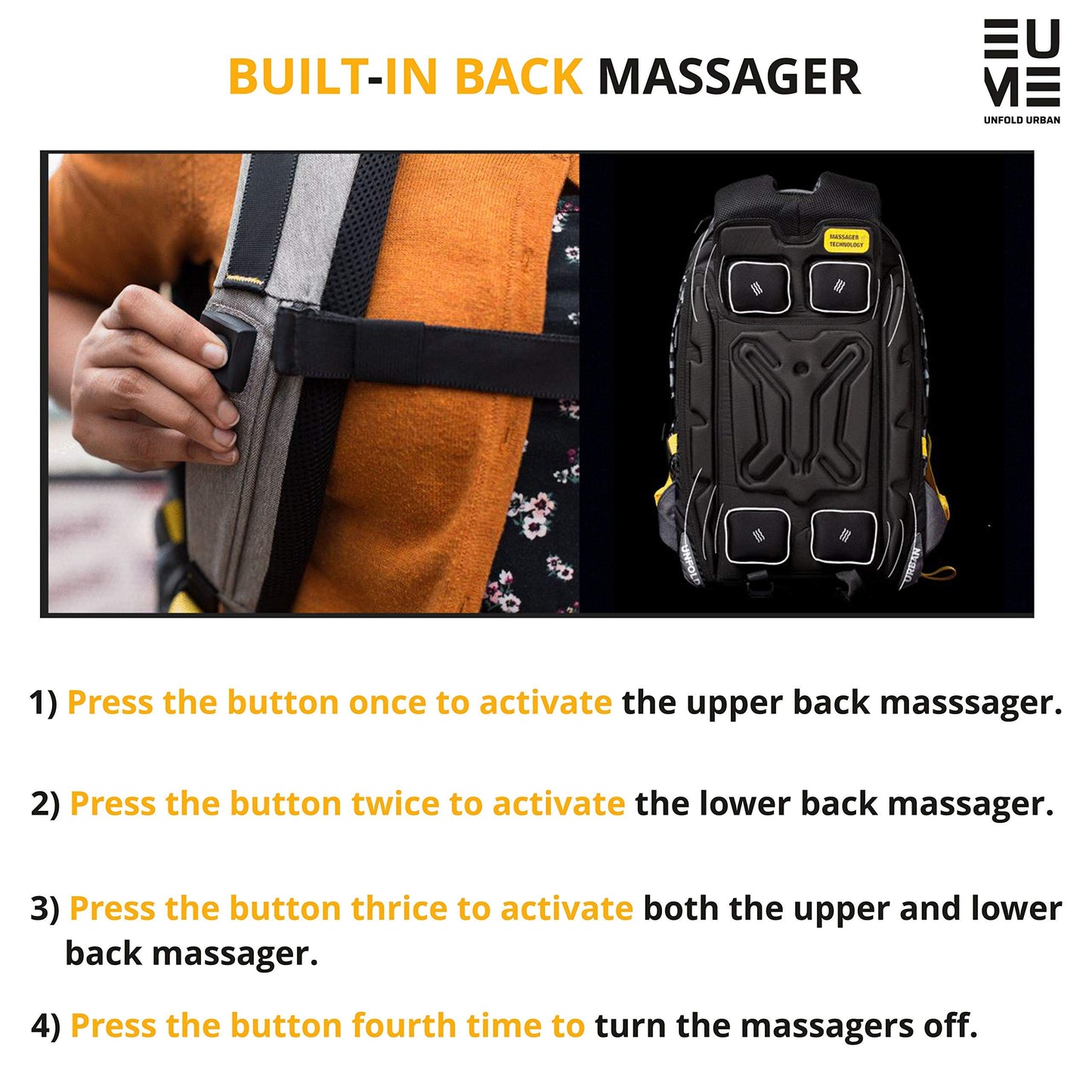 Genx Massager Laptop Backpack - Orange