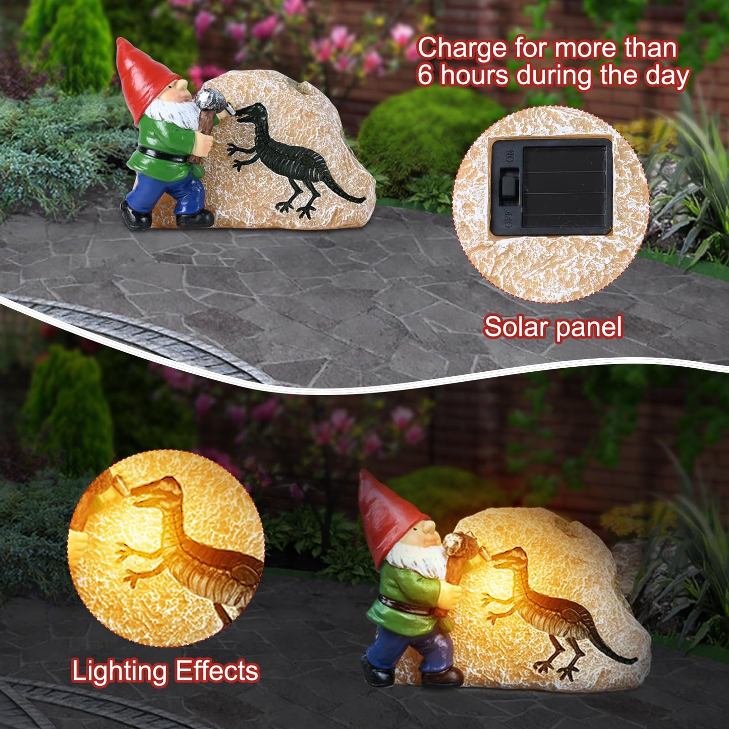 Garden Gnome Dinosaur Decor