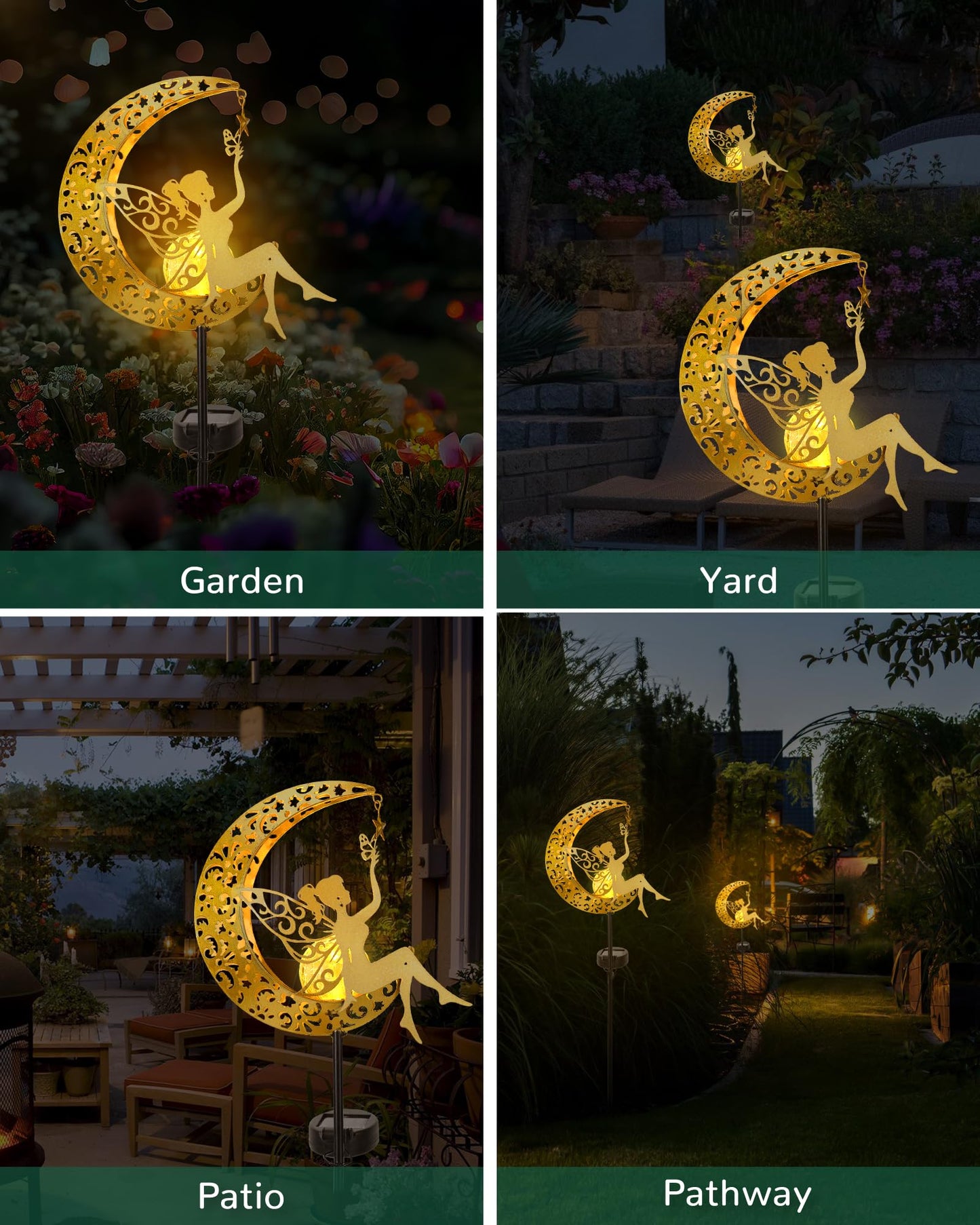 Solar Garden Fairy Moon Figurine Light