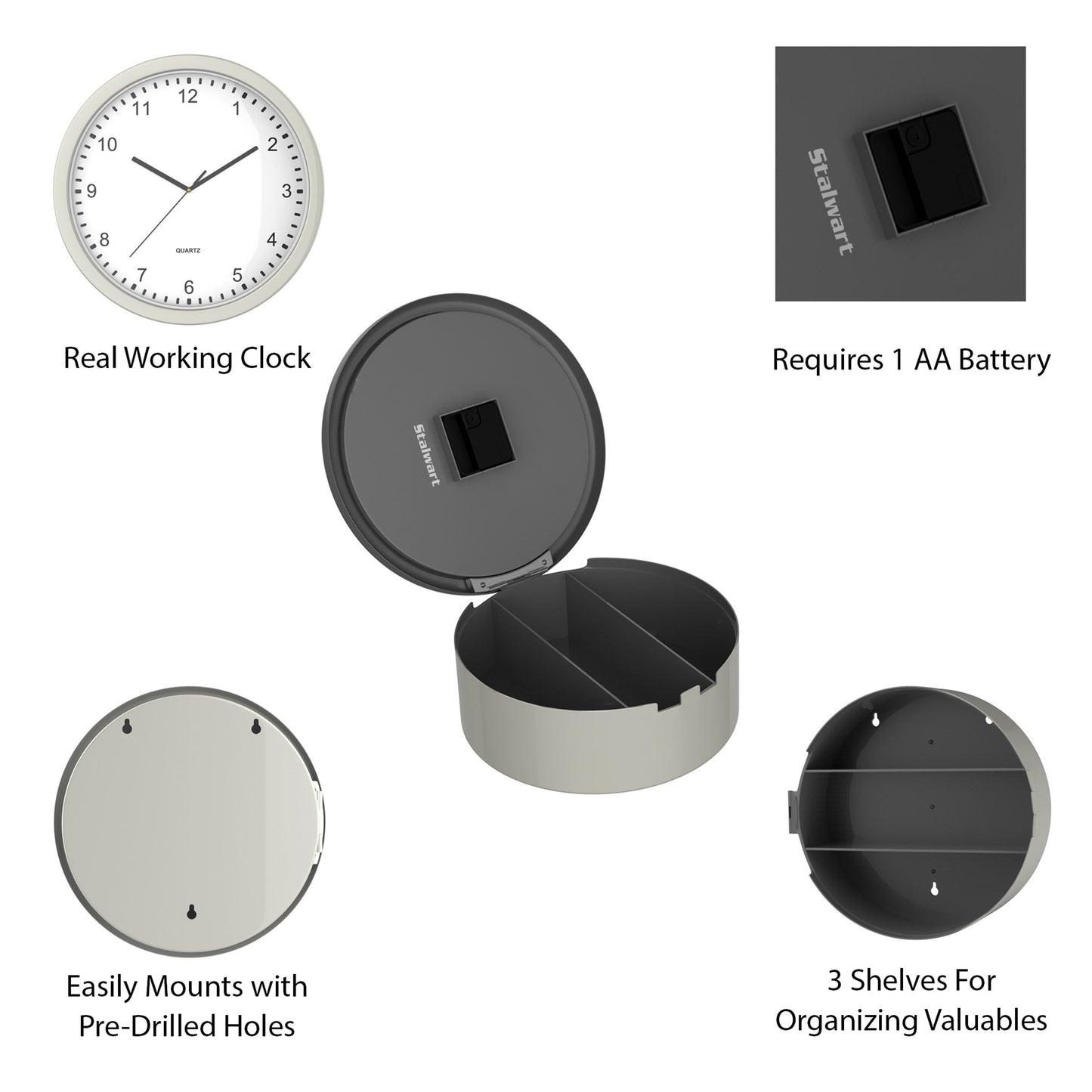 Wall Clock Safe with Hidden Shelf