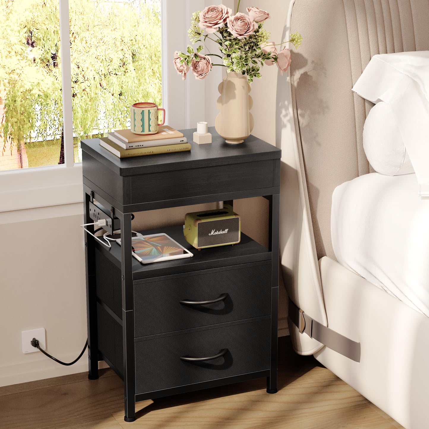 Locking Nightstand with Secret Compartment