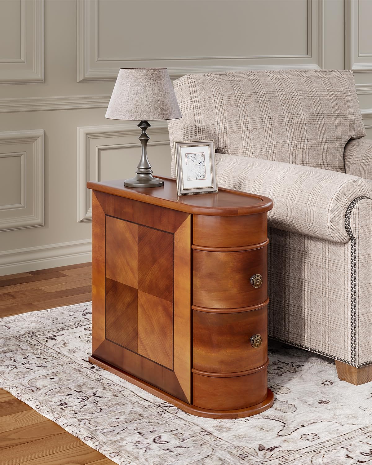 Fully Assembled Narrow Two-Drawer Side Table