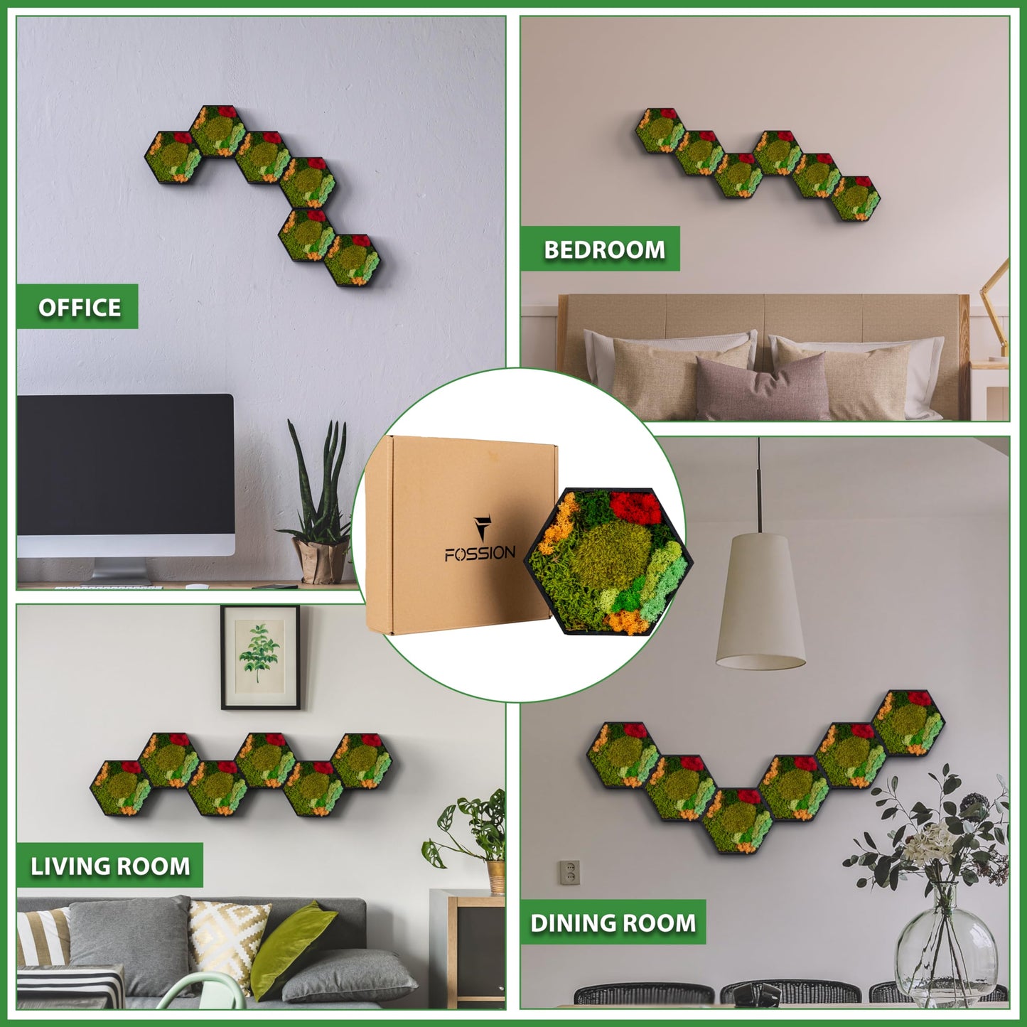 Hexagon Moss Wall Panel - Stunning Preserved Moss Frame