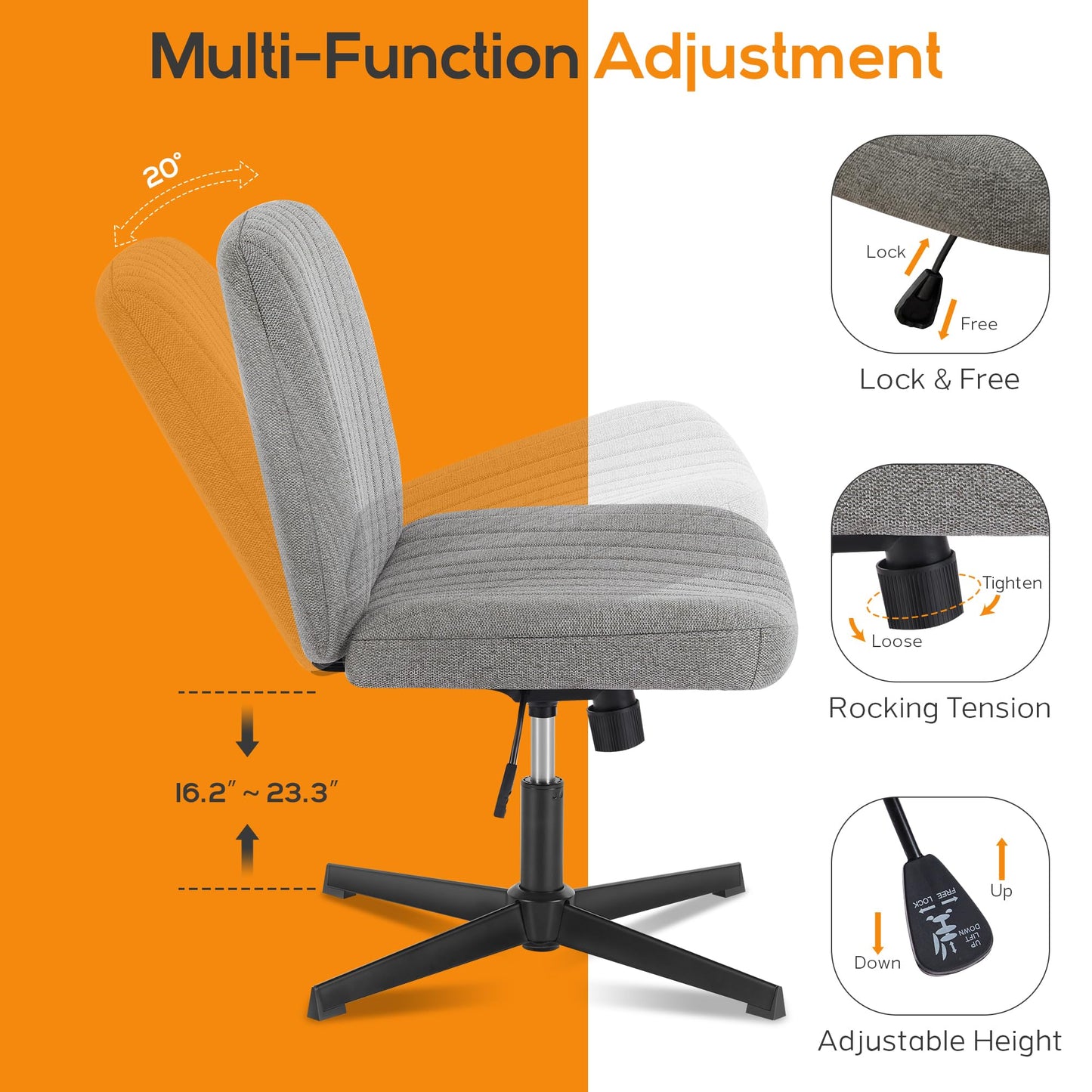Channel-Tufted Swivel Desk Chair