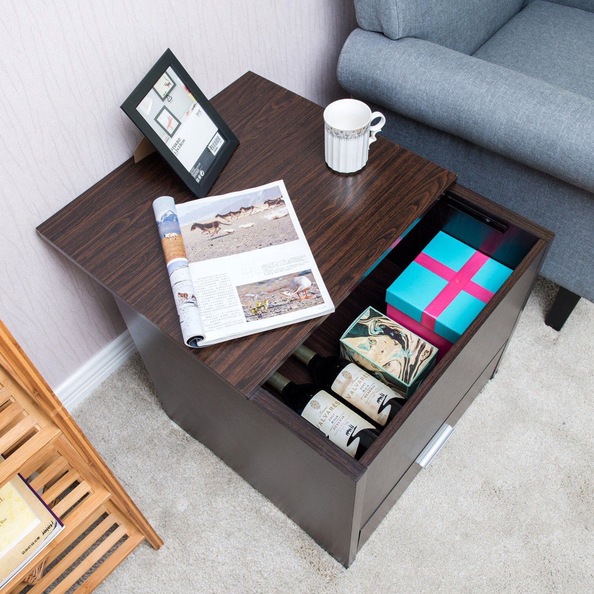 Side End Table with Hidden Compartment