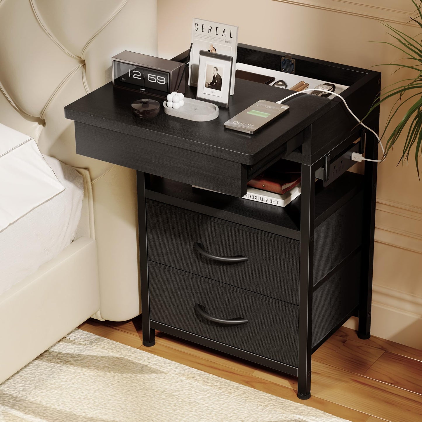 Locking Nightstand with Secret Compartment