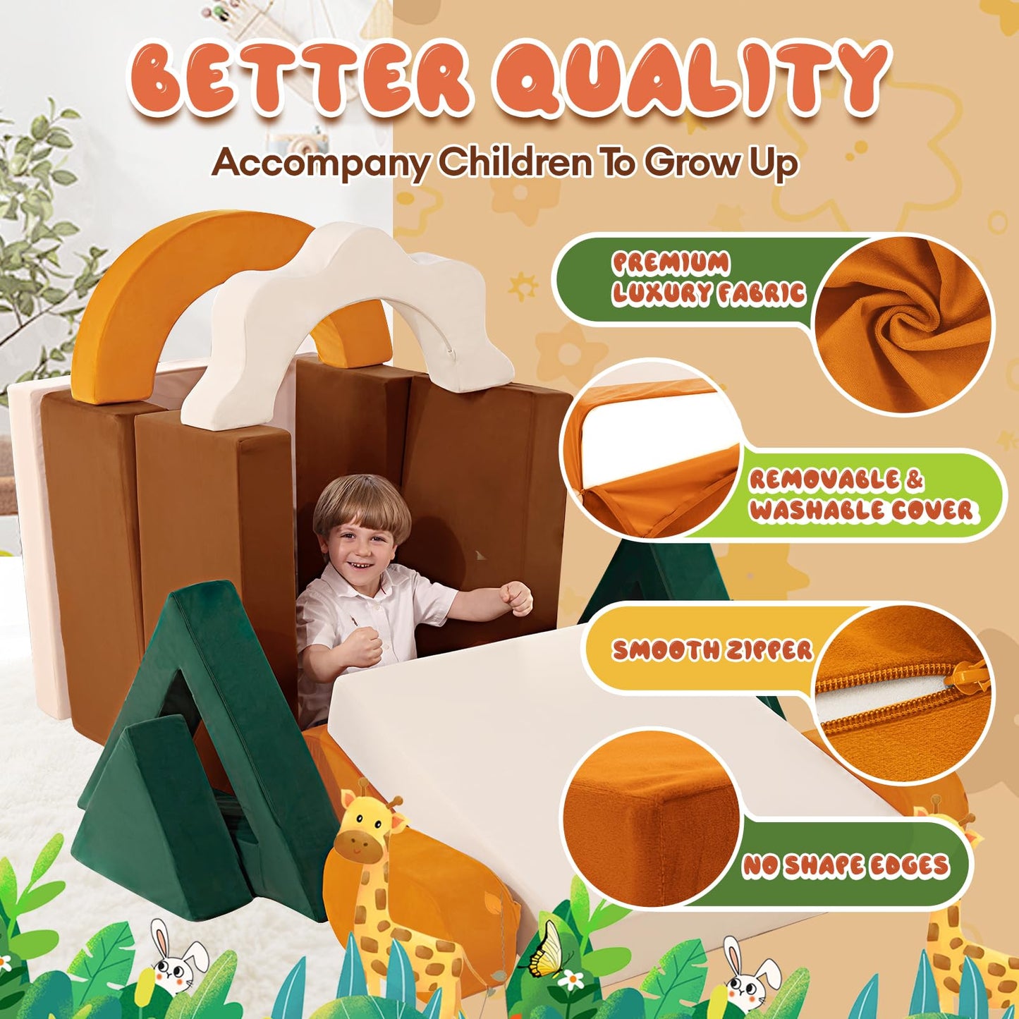 Modular Kids Play Couch - Jungle Theme