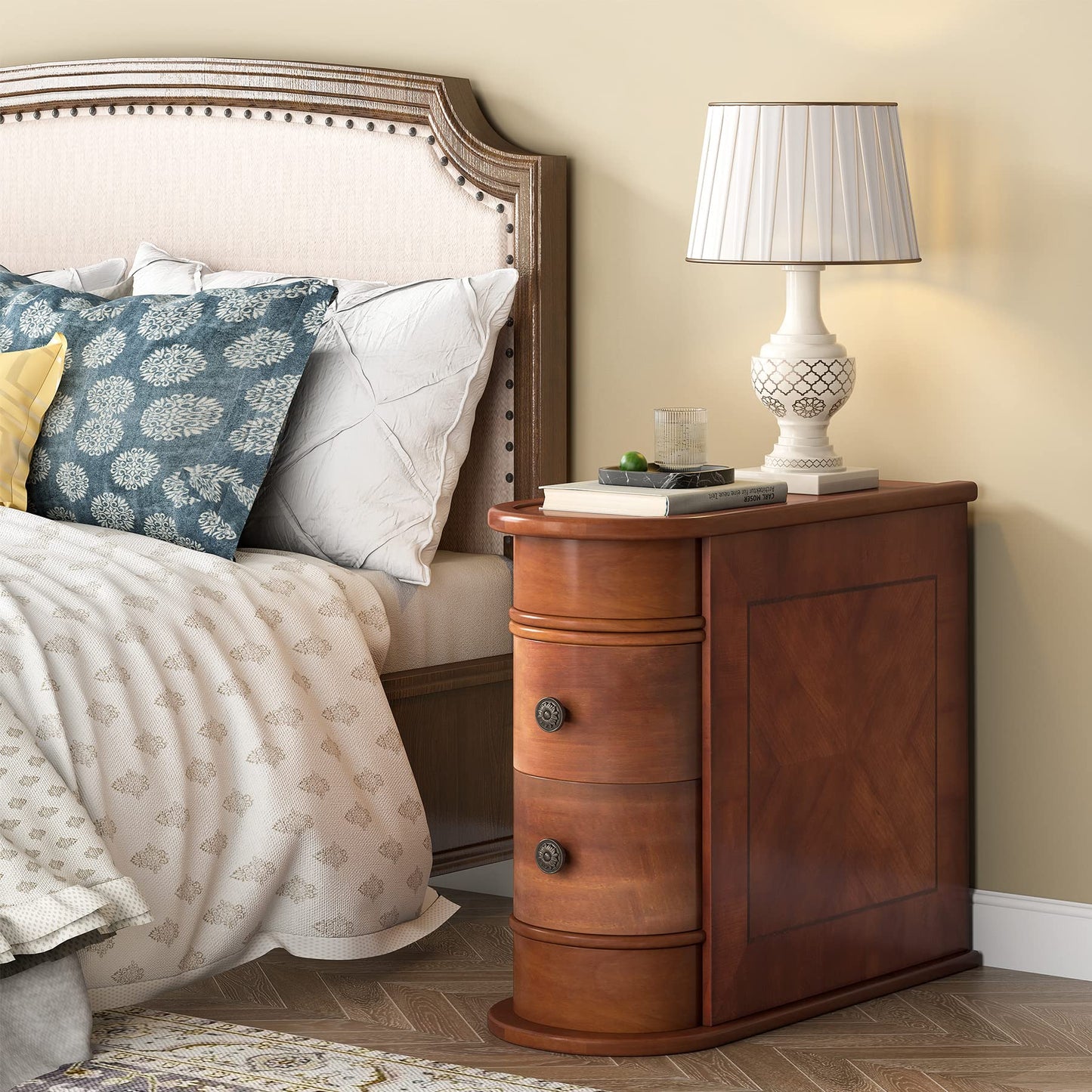 Fully Assembled Narrow Two-Drawer Side Table