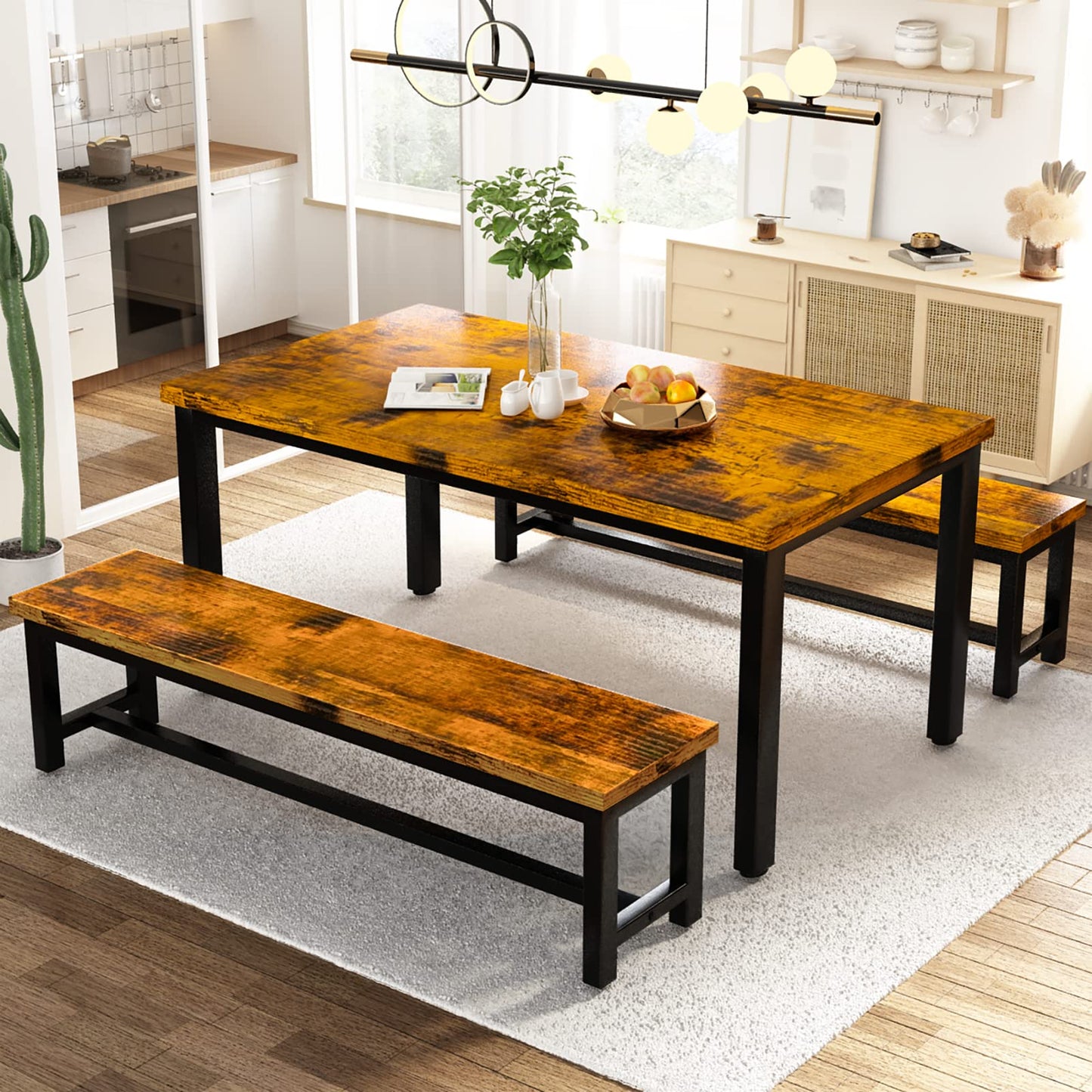 Industrial-Style Three-Piece Dining Set