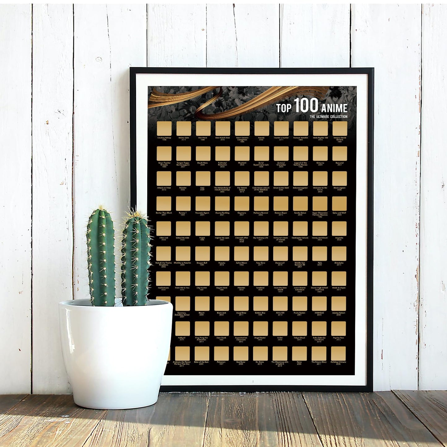 Top 100 Anime Scratch Off Poster