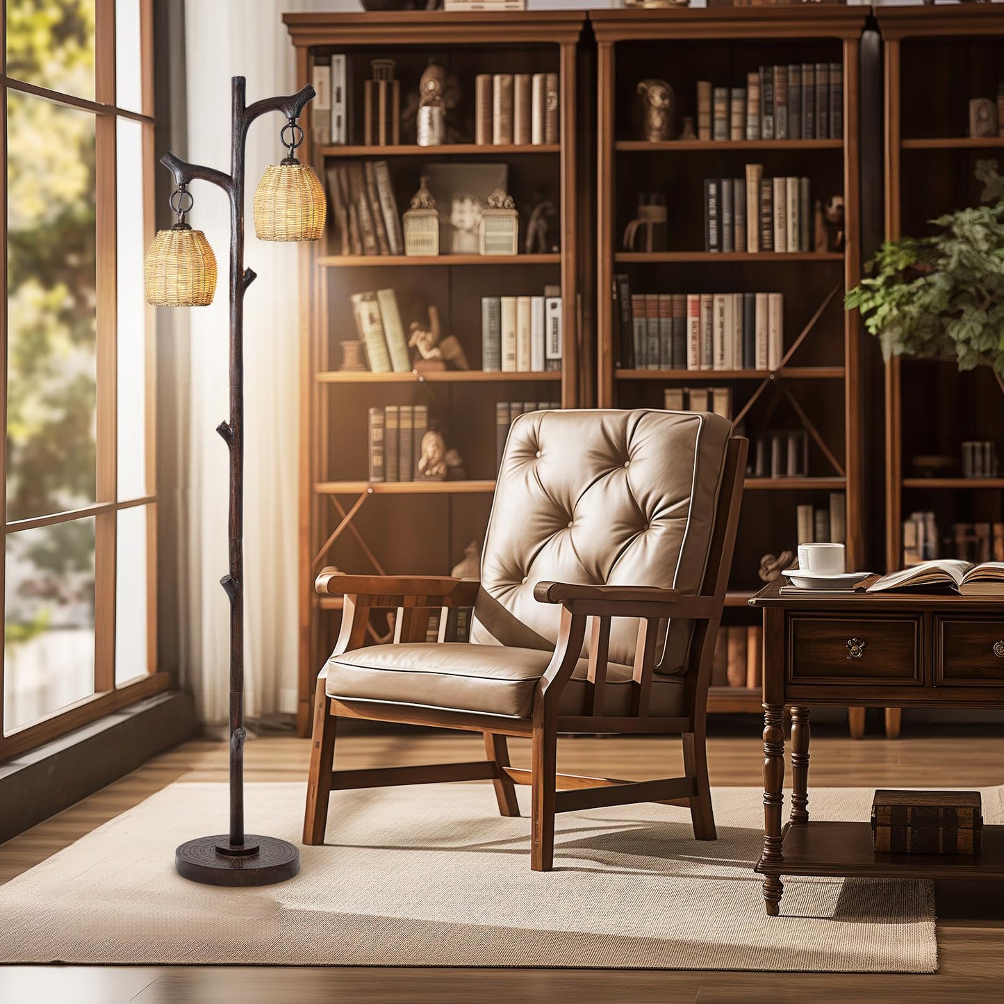 Scenekoy Rustic Farmhouse Standing Floor Lamp