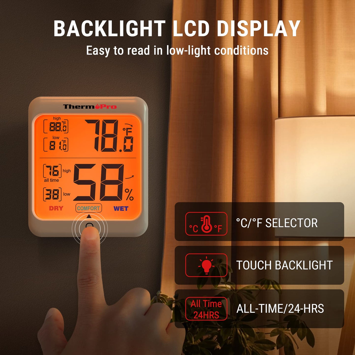 Digital Thermometer & Hygrometer with Backlight