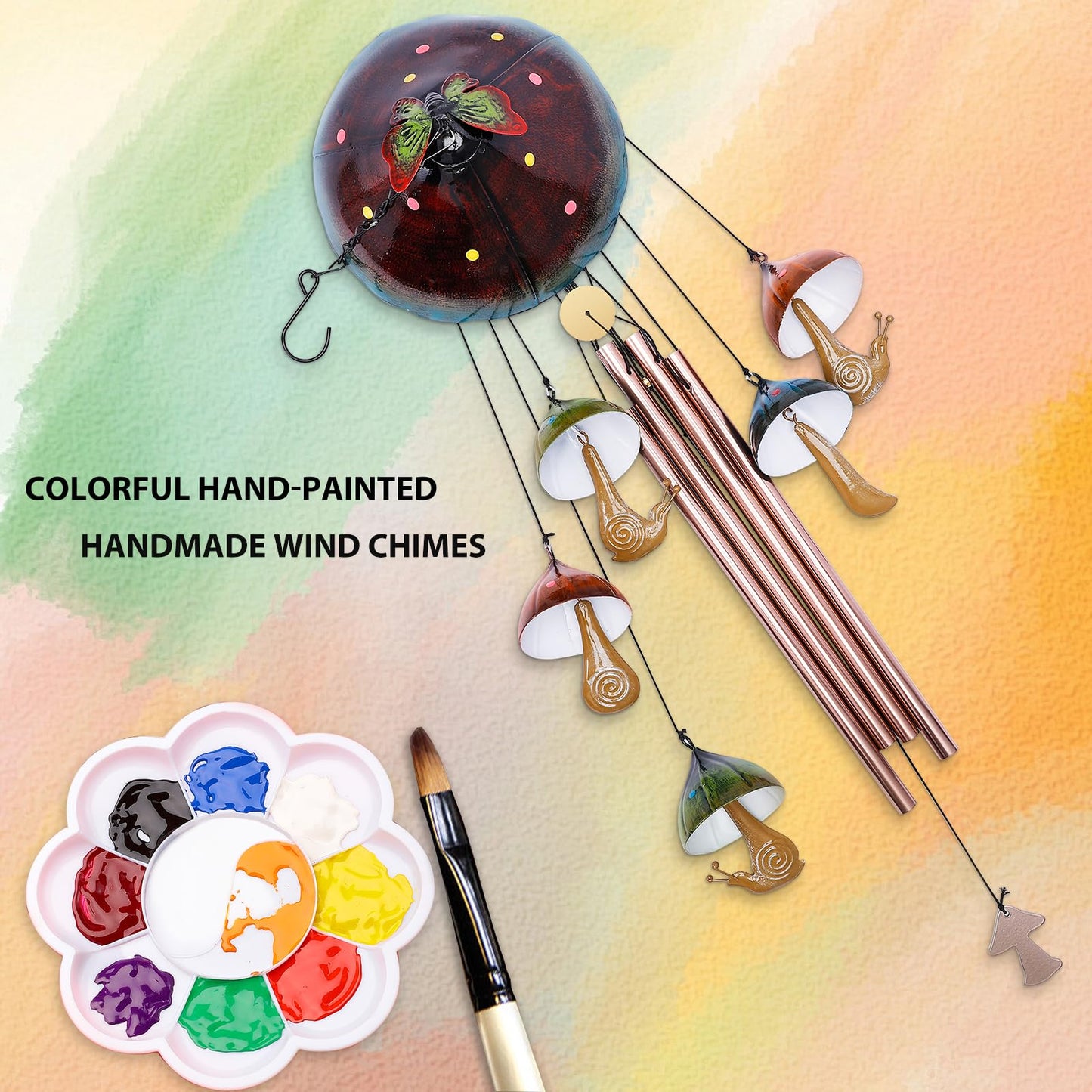 Solar Mushroom Wind Chime for Garden