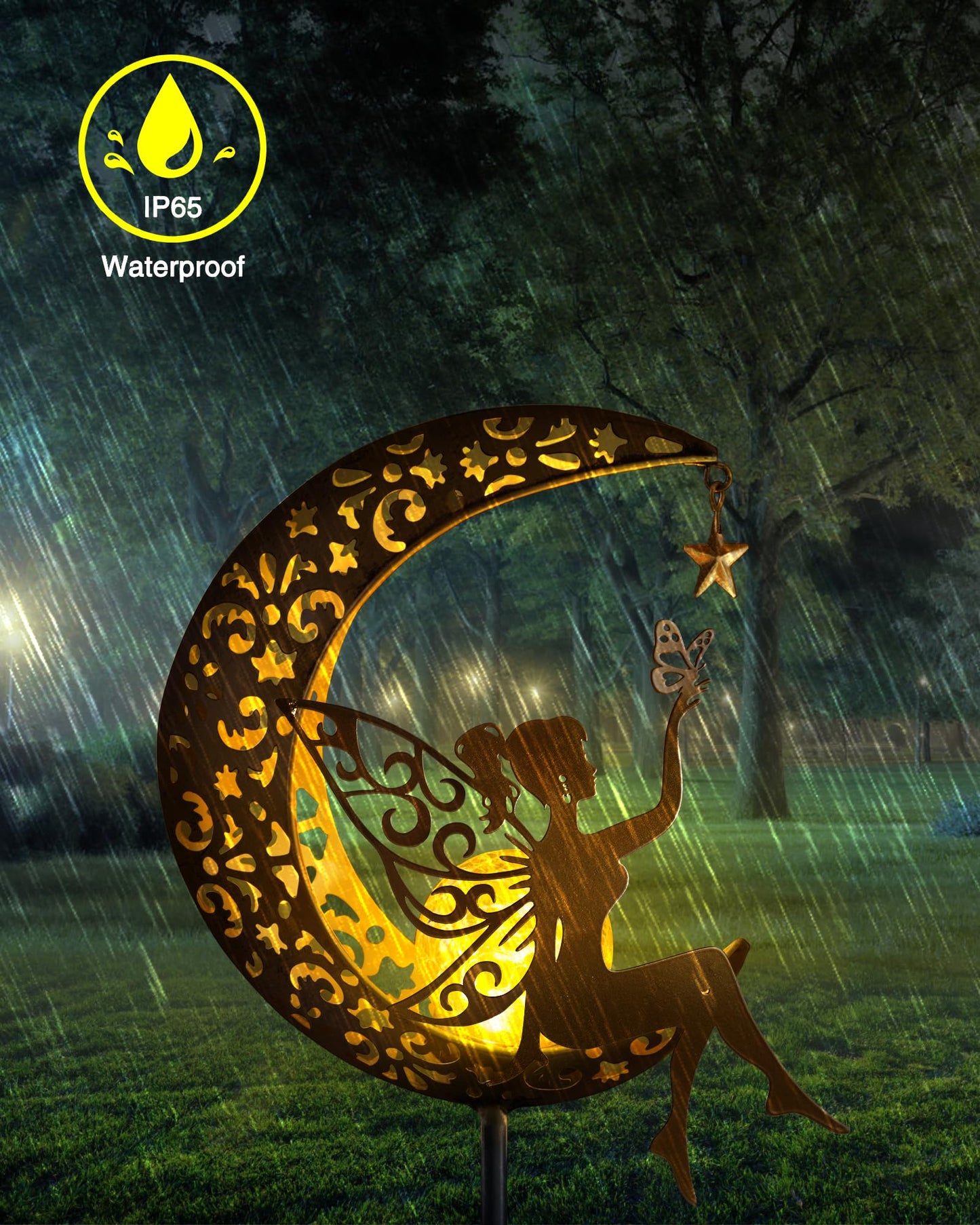 Solar Garden Fairy Moon Figurine Light