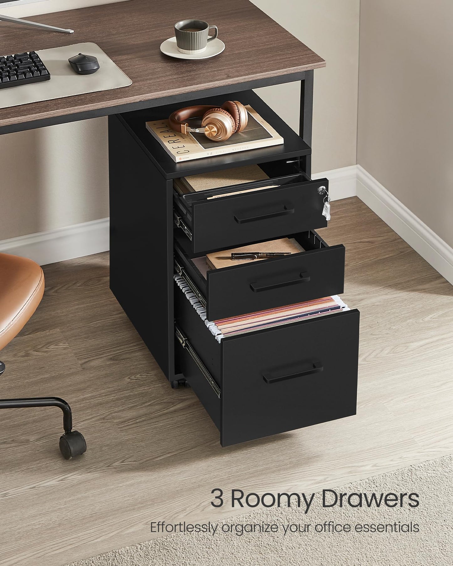 Lockable Three-Drawer File Cabinet