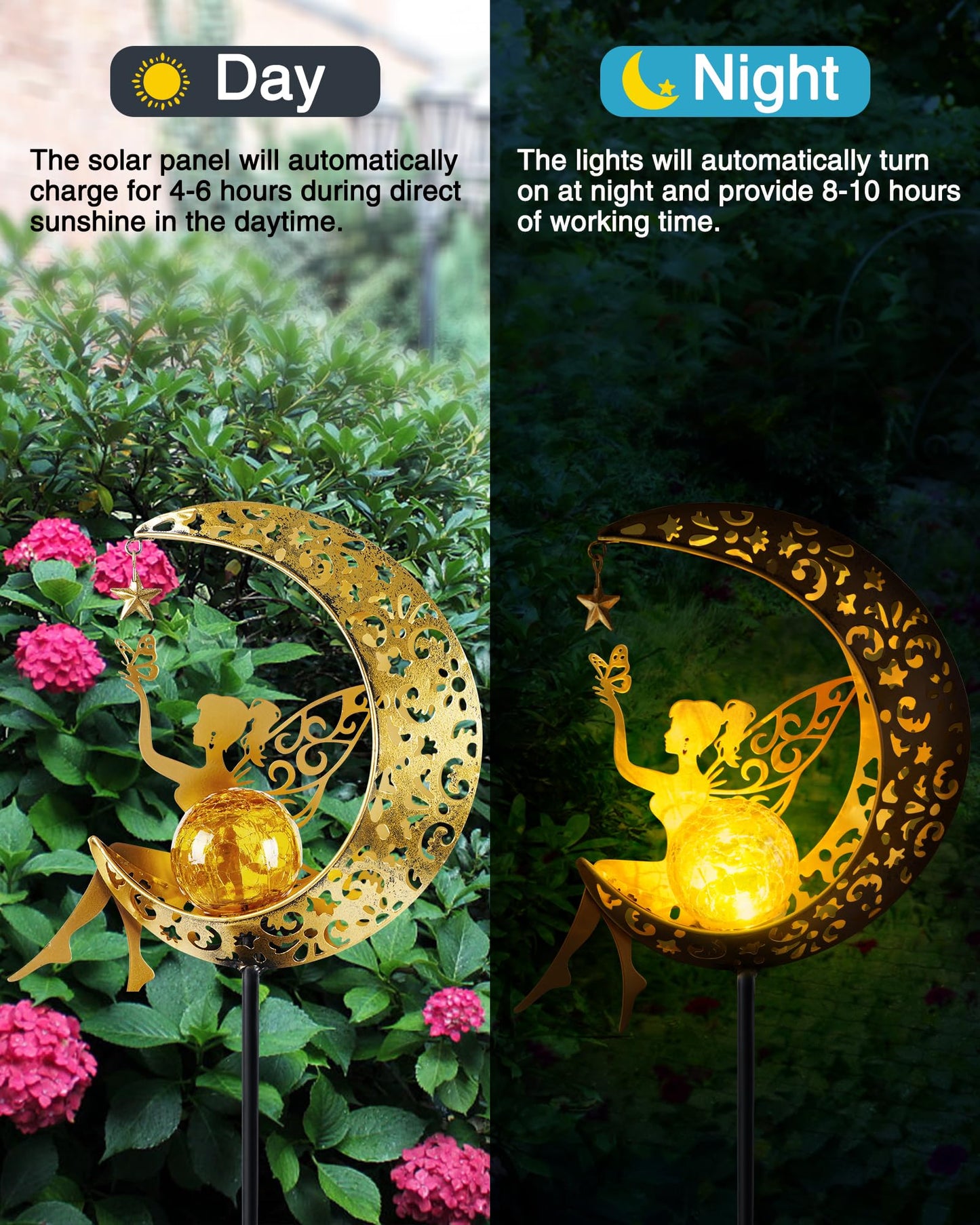 Solar Garden Fairy Moon Figurine Light