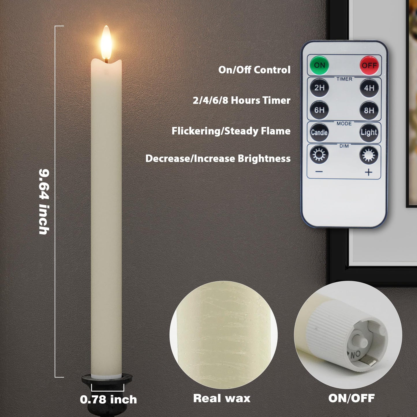 Patiphan Rechargeable Flameless Taper Candles with Charging Station