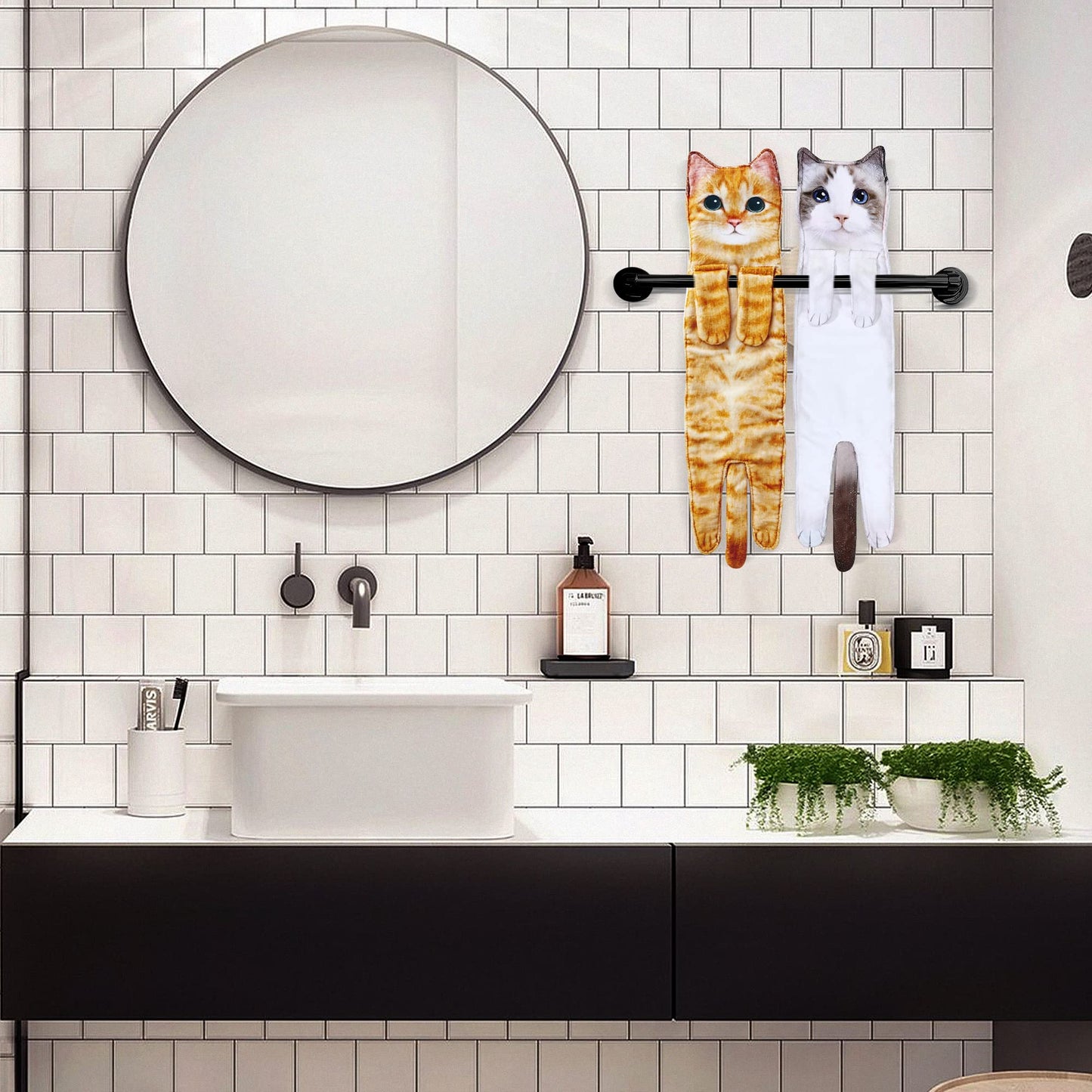 Cat Funny Hand Towels for Bathroom