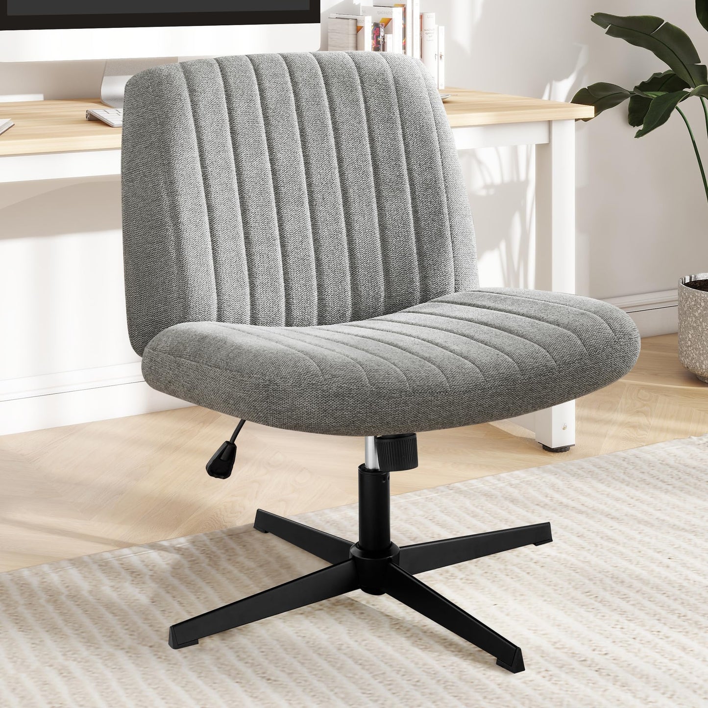 Channel-Tufted Swivel Desk Chair