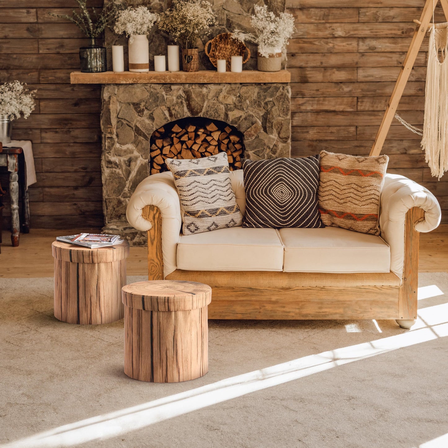 Tree Stump Storage Stool