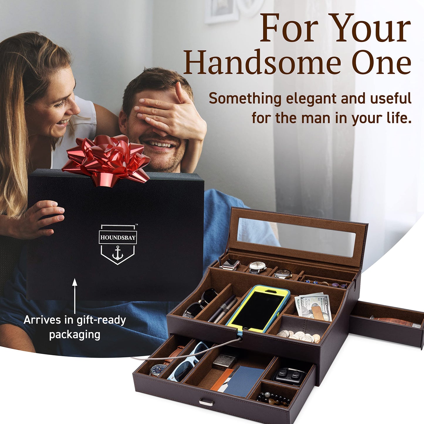 Men's Leather Valet Box Organizer
