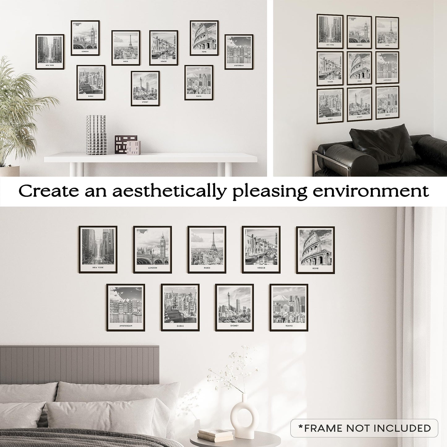 Black and White City Wall Art Print