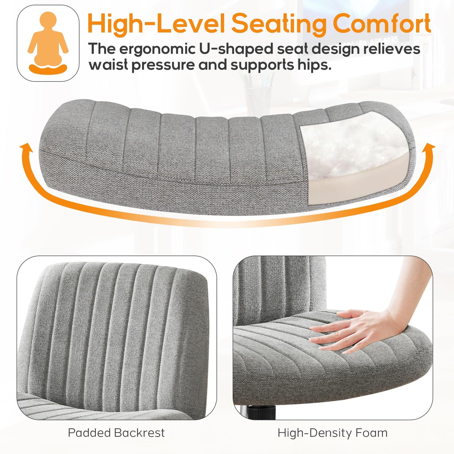 Channel-Tufted Swivel Desk Chair