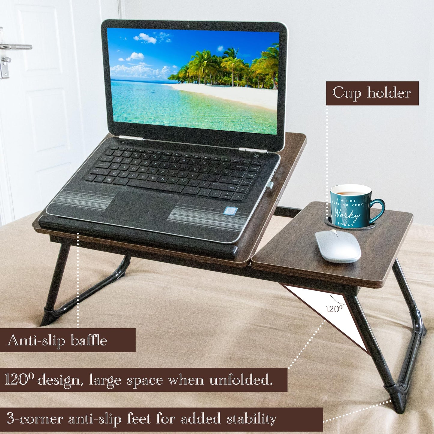 Laptop Bed Table with Foldable Legs