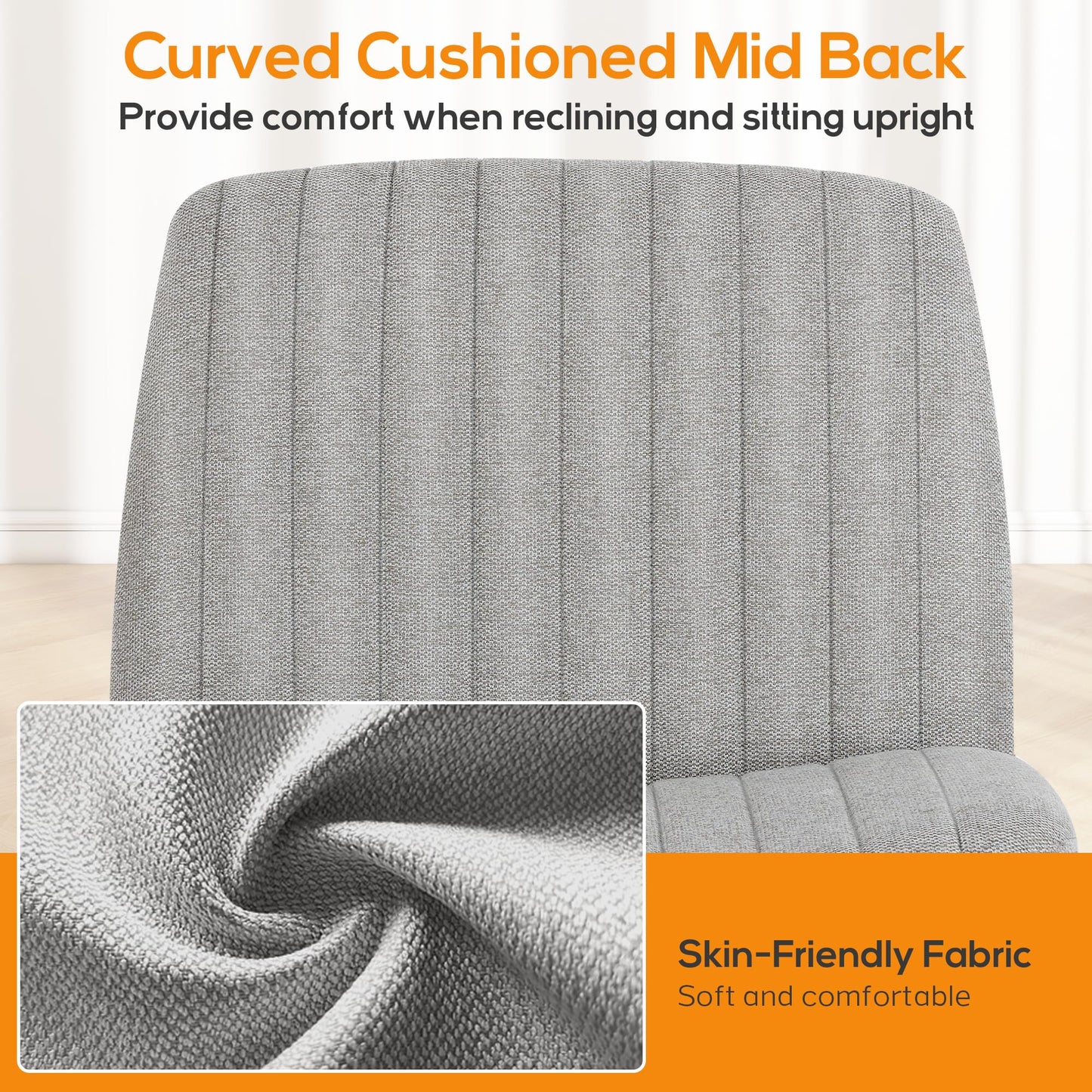 Channel-Tufted Swivel Desk Chair