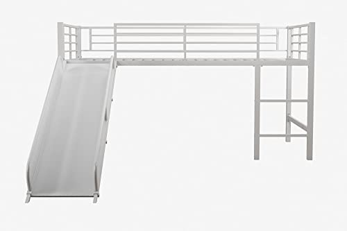 Junior Twin Metal Loft Bed with Slide