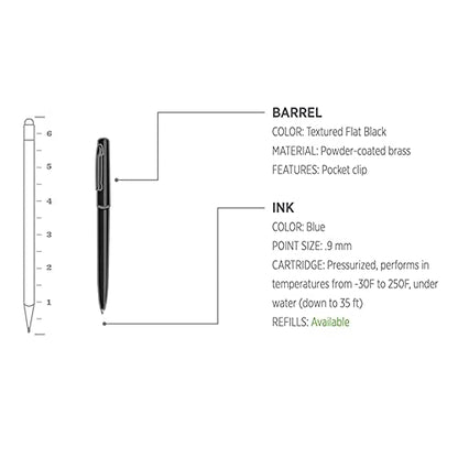 Weatherproof Black Metal Clicker Pen