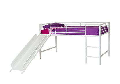 Junior Twin Metal Loft Bed with Slide