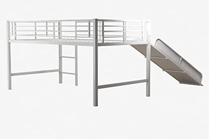 Junior Twin Metal Loft Bed with Slide