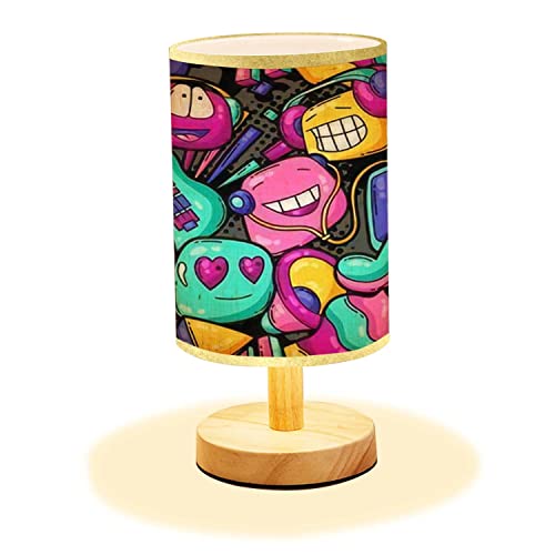 Minimalist Bedside Table Lamp with Cartoon Music Party Design